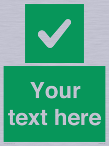 Custom green background, green square with tick sign